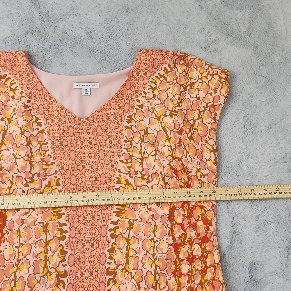 IzaacMizarahi Pink and orange print dress. - Picture 8 of 13